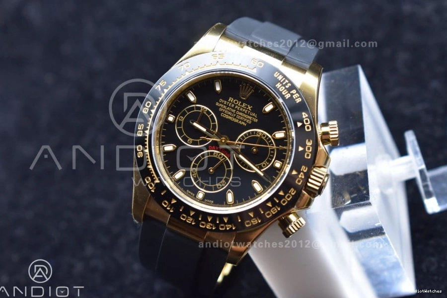 Best 759 Daytona 116518 Black Oysterflex 1:1 Dial Breathable SA Rubber Strap on Edition Clean 1202